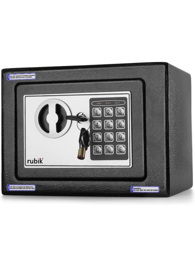 Rubik - Cash Deposit Drop Slot Safe Box Small with Key and Pin Code Option (Black) - Image 1