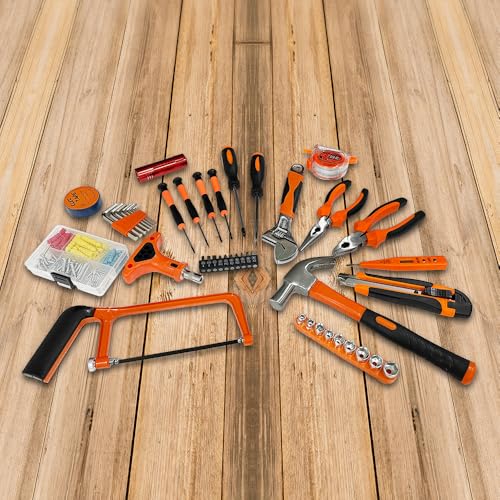 IBELL TOOLS IBELL TB145-9 145-Piece Socket Wrench Tool Kit | Complete Auto Repair & Home Tool Set with Ratchet, Sockets, Screwdrivers & Accessories | Heavy-Duty Chrome Finish with Storage Case (Orange/Black) - Image 4