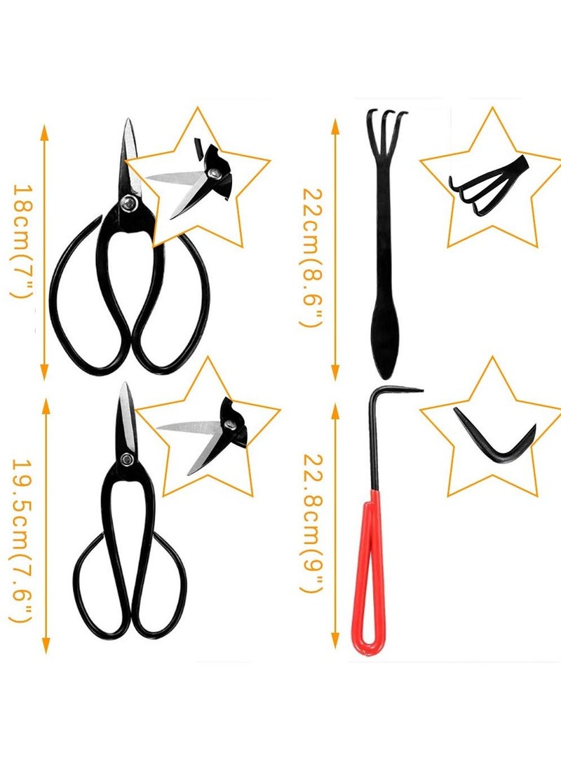 SYOSI Bonsai Tools and Supplies 10 Piece Indoor Garden Tree Shears Kit, Carbon Steel Scissor Cutter Shear Set Garden Plant Tools 10 Pcs - Image 4