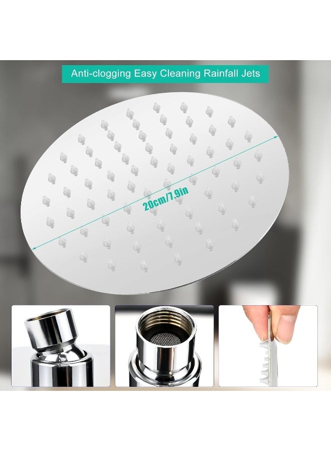 Biella Round Chrome Plated G ‚½ Rainfall Shower Head Ultra-Thin Design With Powerful Pressure Boosting High Flow And Adjustable Brass Swivel Ball Joint - Image 2