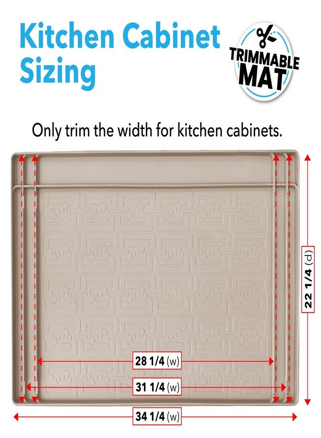 XTREME MATS Trimmable Rubber Under Sink Cabinet Mat - Ultimate Waterproof Protection for Kitchen or Bathroom Cabinets with Patented Overflow Channels (Grey) - Image 2
