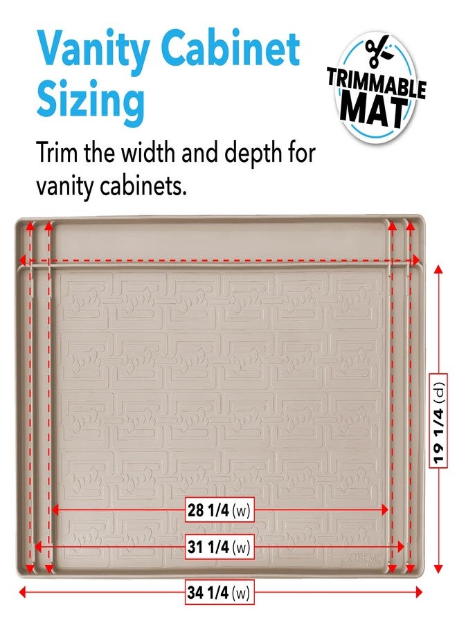 XTREME MATS Trimmable Rubber Under Sink Cabinet Mat - Ultimate Waterproof Protection for Kitchen or Bathroom Cabinets with Patented Overflow Channels (Grey) - Image 3