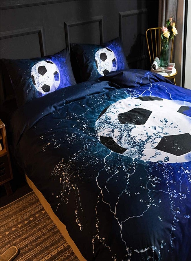 MOZEO 3D Soccer Bedding Duvet Cover Set 2 Piece (1 Duvet Cover+1 Pillowcase) for Teen Boys Sports Microfiber Bedding Quilt (Twin Soccer) - Image 3