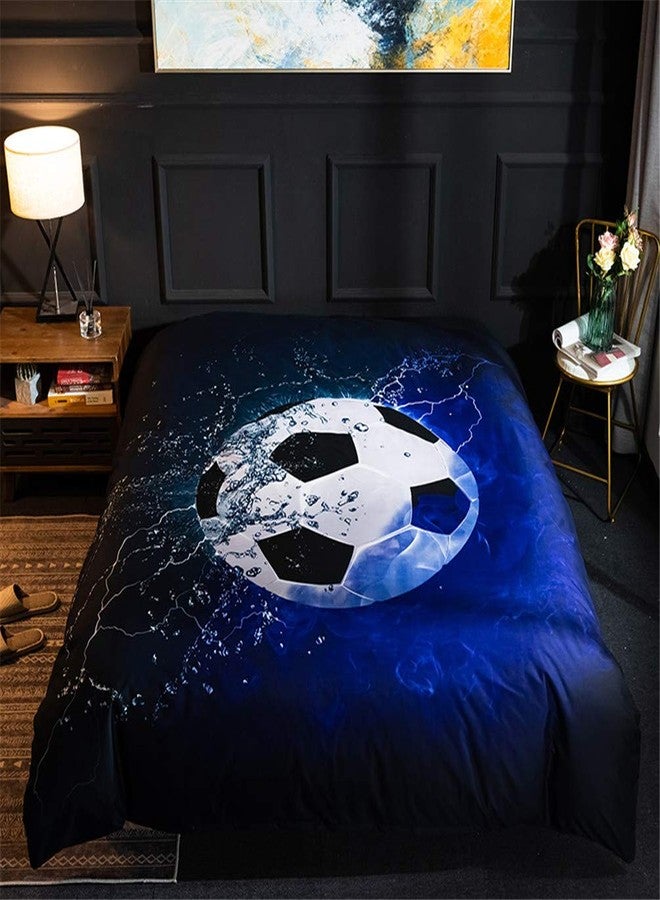 MOZEO 3D Soccer Bedding Duvet Cover Set 2 Piece (1 Duvet Cover+1 Pillowcase) for Teen Boys Sports Microfiber Bedding Quilt (Twin Soccer) - Image 4