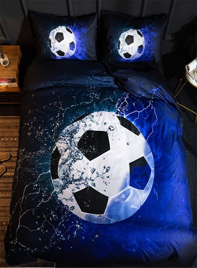 MOZEO 3D Soccer Bedding Duvet Cover Set 2 Piece (1 Duvet Cover+1 Pillowcase) for Teen Boys Sports Microfiber Bedding Quilt (Twin Soccer) - Image 1