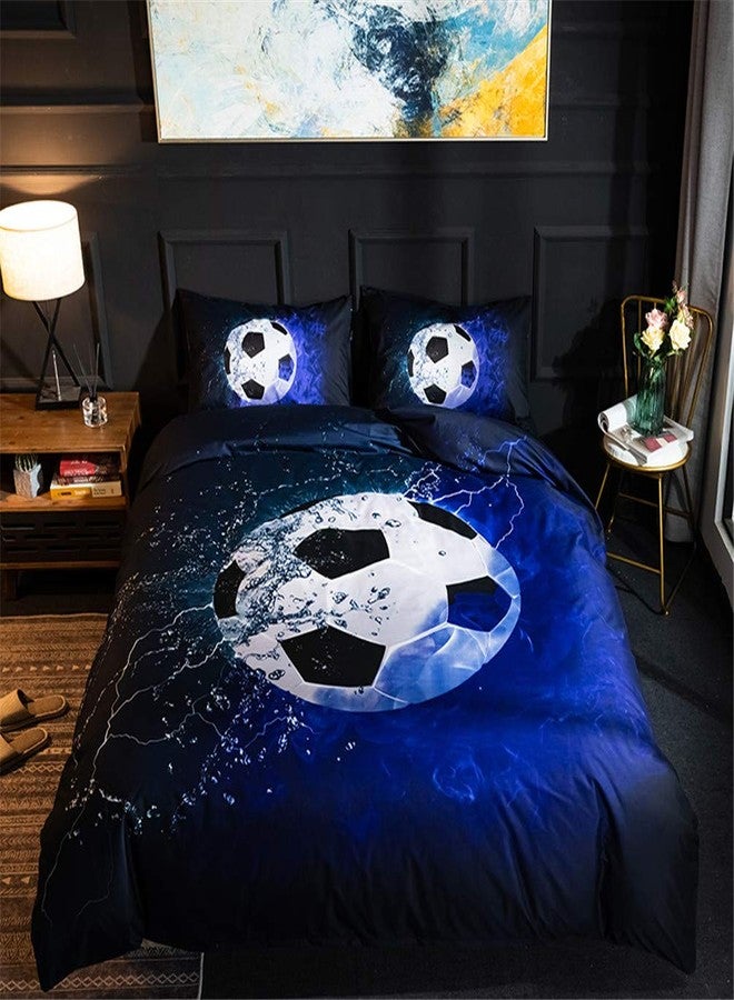 MOZEO 3D Soccer Bedding Duvet Cover Set 2 Piece (1 Duvet Cover+1 Pillowcase) for Teen Boys Sports Microfiber Bedding Quilt (Twin Soccer) - Image 2