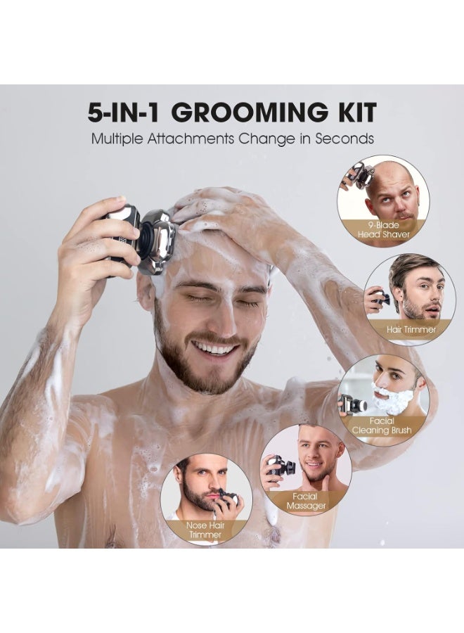 Telfun 9D Head Shavers for Bald Men – High-Speed Electric Razor for Fast, Smooth Shaving, LED Display, Waterproof Wet/Dry Trimmer, Type-C Rechargeable – Perfect for Home & Travel - Image 4
