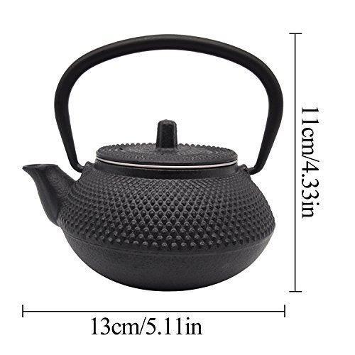 Innolife 300ml/10oz Cast Iron Teapot, Japanese Tea Pot with Stainless Steel Infuser for Loose Leaf, Black - Image 3