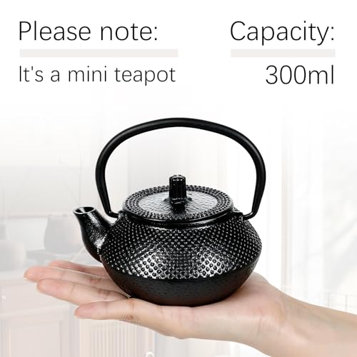 Innolife 300ml/10oz Cast Iron Teapot, Japanese Tea Pot with Stainless Steel Infuser for Loose Leaf, Black - Image 2