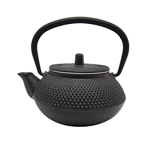 Innolife 300ml/10oz Cast Iron Teapot, Japanese Tea Pot with Stainless Steel Infuser for Loose Leaf, Black - Image 1