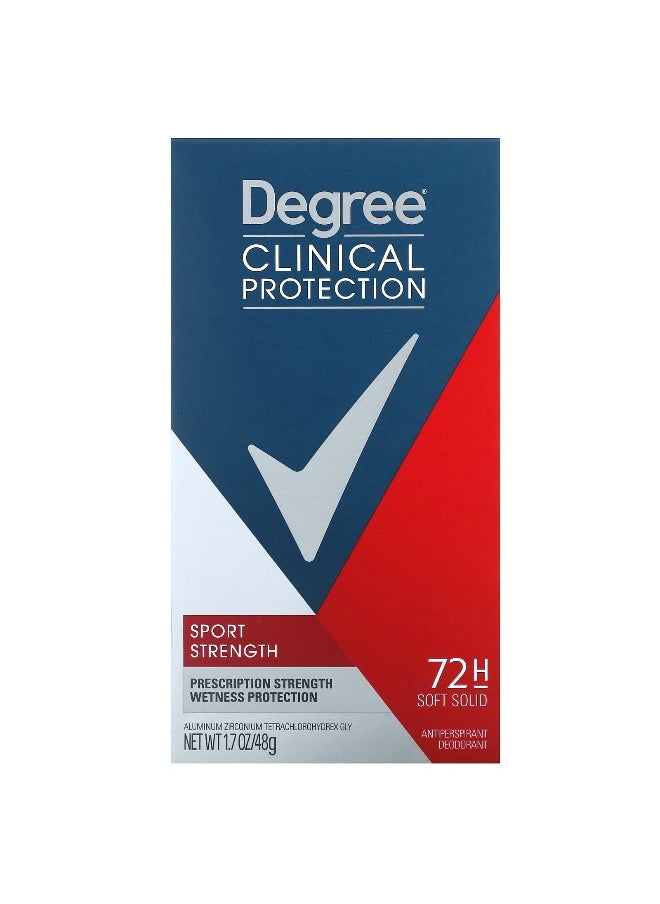 Degree Degree, Men, Clinical Protection, Antiperspirant Deodorant, Soft Solid, Sport Strength, 1.7 oz (48 g)  - Image 2