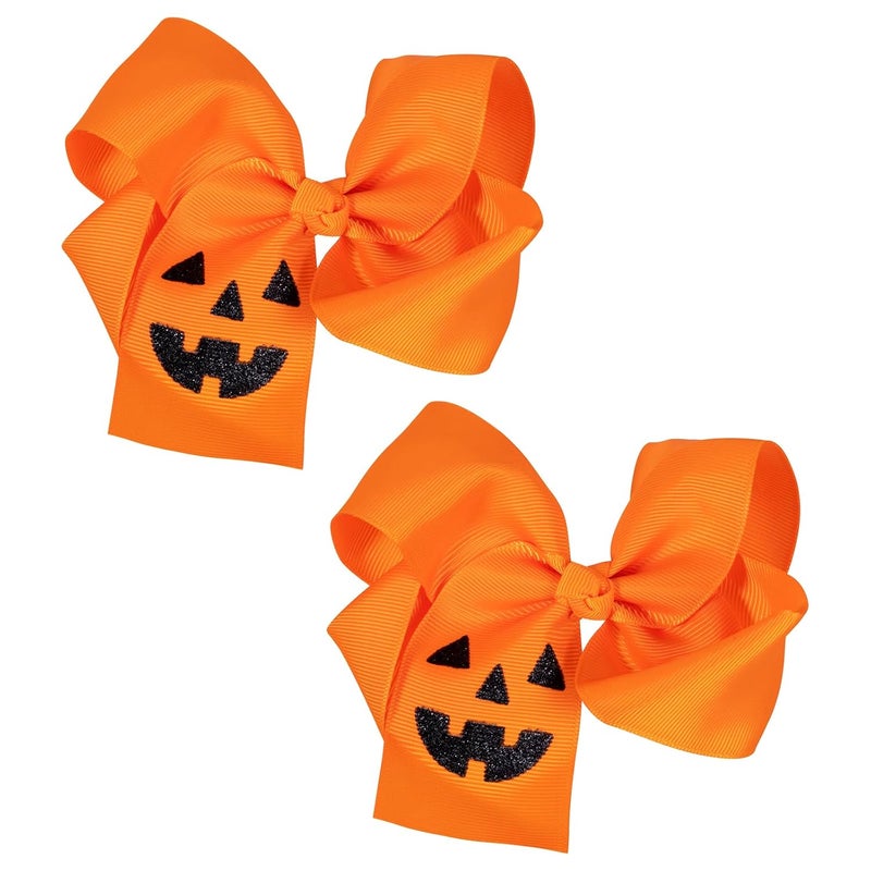 Pumpkin Hair Bows Clip 45 Girls Cute Orange Fall Thanksgiving Halloween Ribbon Cheer Barrette Alligator Pins Handmade Autumn Decor Accessories Kids Party Favor Gift