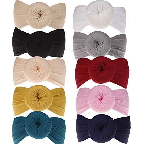 WHISKET Baby Girls Turban Headbands Newborn Round Knot Wide Headwrap for Infant Toddler Boys Hair Accessories [Multi Colors] (2) - Image 3