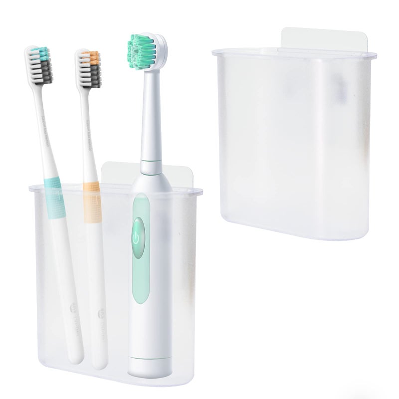 2 Packs Toothbrush Holders Wall Mounted Self Adhesive Tooth Brush Holder for Bathroom Electric Toothbrush Toothpaste Razor Holder Bathroom AccessoriesClear