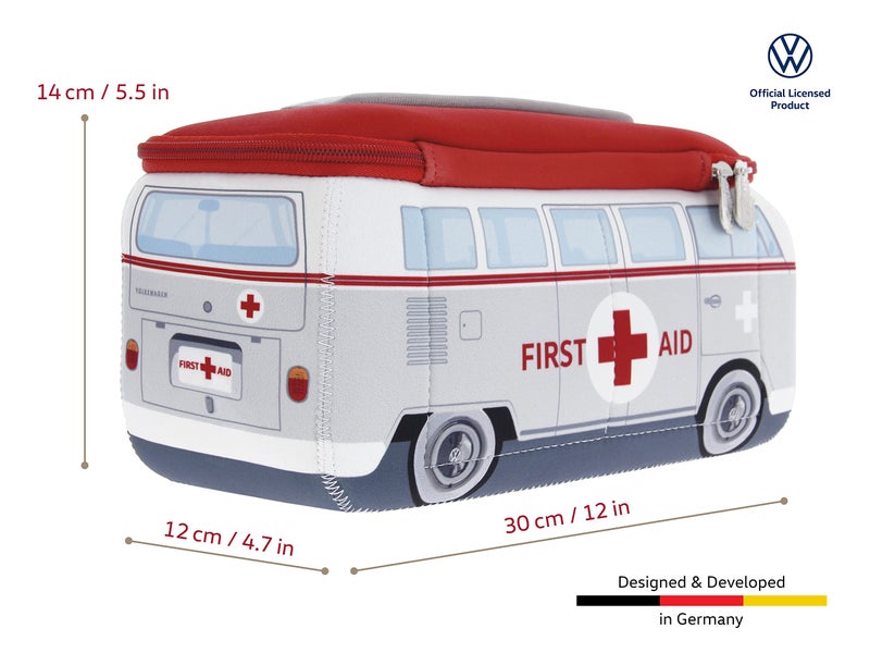 BRISA VW Collection - Volkswagen Neoprene Universal Makeup Cosmetics Toiletry Travel Pharmacy Bag in T1 Bus Design (First Aid/Gray) (Large (11.8 x 5.5 x 4.7 inches)) - Image 3