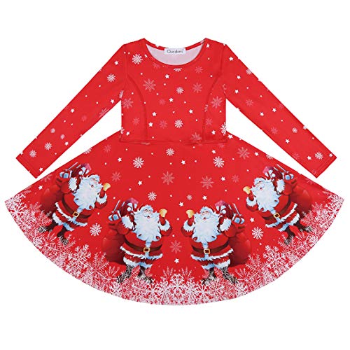 Quedoris Girls Dress Christmas Printed Casual Party Twirly Dress Santa's Gift XL - Image 3