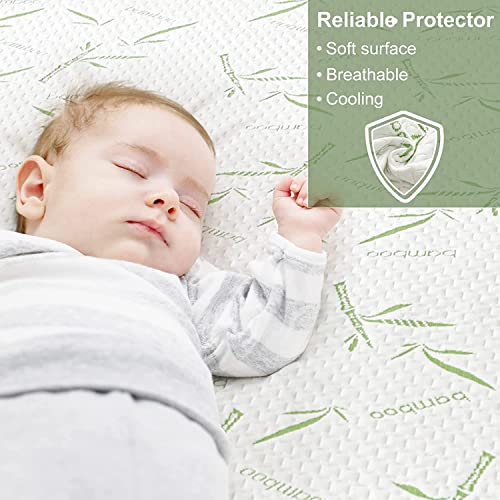 Softhour Full Size Mattress Protector Waterproof Mattress Pad Washable Bamboo Rayon Mattress Cover Breathable Noiseless Bed Protector 5" - 21'' Elastic Fitted Deep Pocket - Image 2