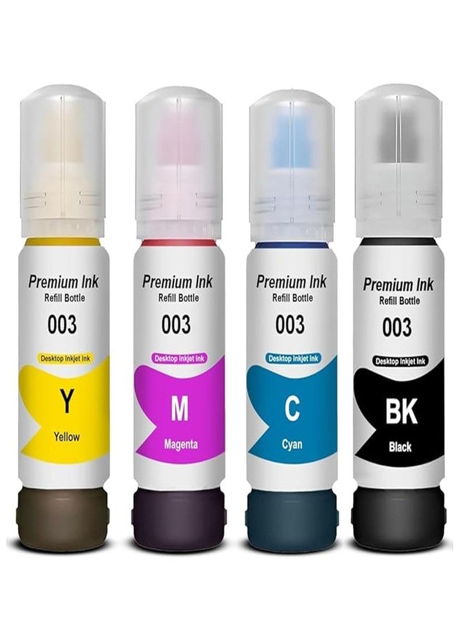 Hynear 001/003 Refill Ink Bottle Suitable for Epson L3110, L3150, L5190, L1110, L4150, L6170, L4160, L6190, L6160 Printer (70ML X 1Bottle/Black + 70ML X 3Bottle/Color) - Image 1