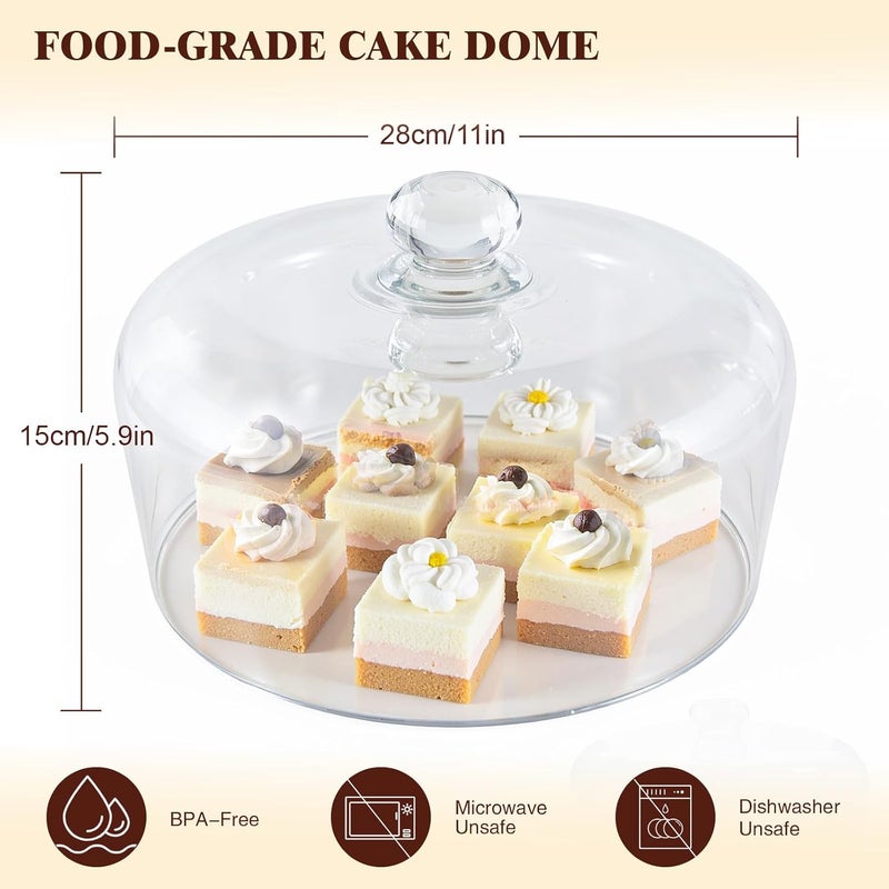 Krbnk 11 Inch Glass Cake Dome Cover for Cake Stand - Clear Cake Cover with Glass Dome Lid for Display & Protection, Suitable for Kitchen, Birthday, and Wedding Food Displays - Image 2