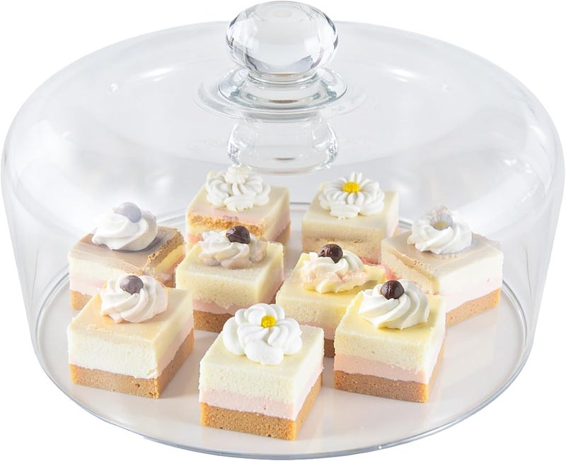 Krbnk 11 Inch Glass Cake Dome Cover for Cake Stand - Clear Cake Cover with Glass Dome Lid for Display & Protection, Suitable for Kitchen, Birthday, and Wedding Food Displays - Image 1