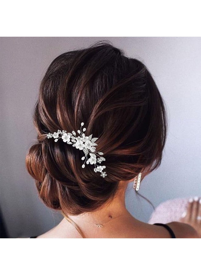 GORAIS Flower Wedding Hair Pins Crystal Bridal Hair Pieces Pearl Bride Hair Clips Hair Accessories For Women And Girls (Pack Of 3) - Image 2