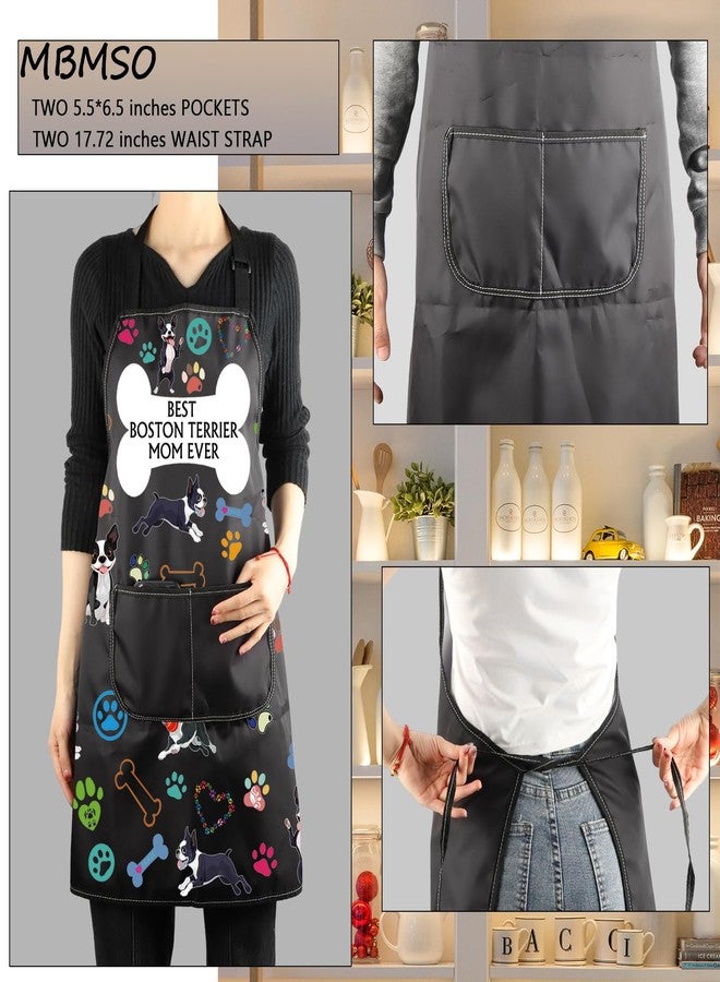 MBMSO Best Terrier Mom Ever Apron Terrier Gifts Dog Lover Gifts for Dog Owners (Boston Terrier Mom Apron-b) - Image 3