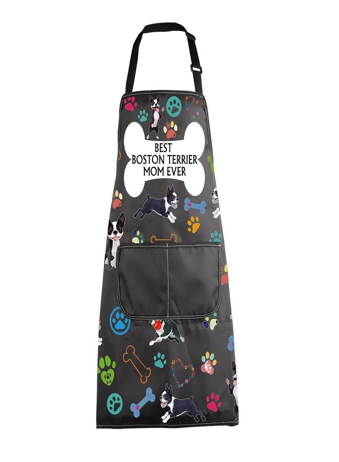MBMSO Best Terrier Mom Ever Apron Terrier Gifts Dog Lover Gifts for Dog Owners (Boston Terrier Mom Apron-b) - Image 1