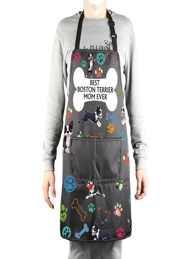 MBMSO Best Terrier Mom Ever Apron Terrier Gifts Dog Lover Gifts for Dog Owners (Boston Terrier Mom Apron-b) - Image 4