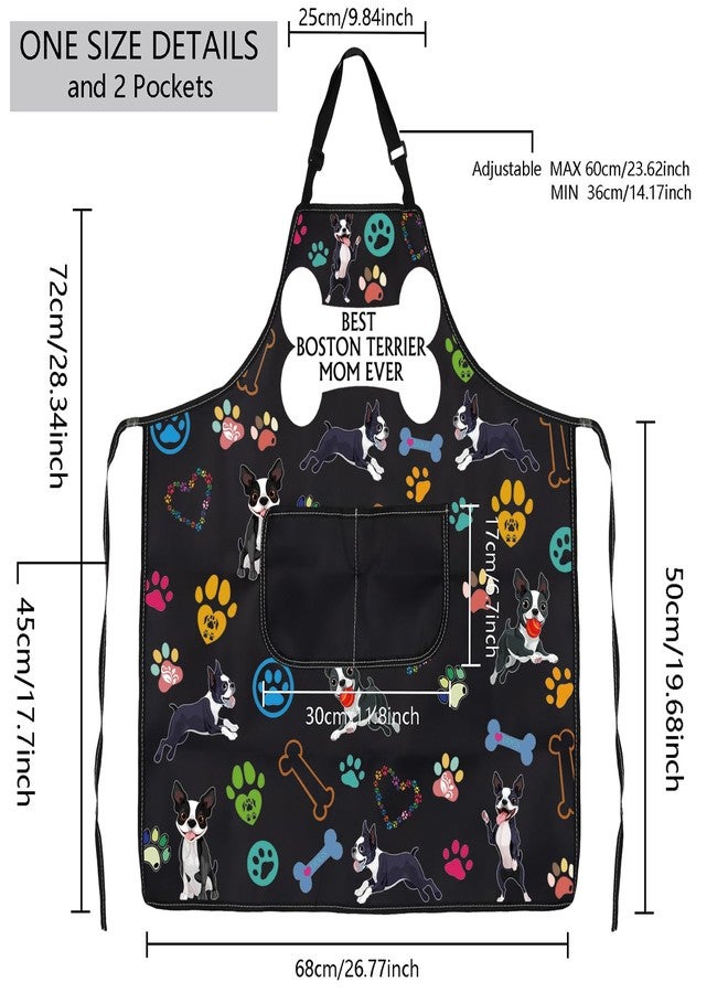 MBMSO Best Terrier Mom Ever Apron Terrier Gifts Dog Lover Gifts for Dog Owners (Boston Terrier Mom Apron-b) - Image 2
