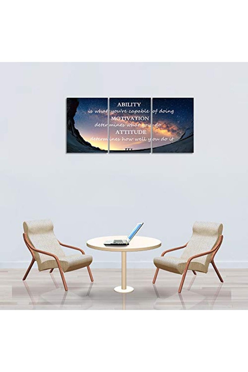 Yetaryy 3 Panels Successful Inspirational Posters Quotes Wall Art Ability Modern Motivational Painting Picture Prints on Canvas Artwork Motto for Office Bedroom Decor Living Room Home Decor (16”Hx36”W) - Image 3