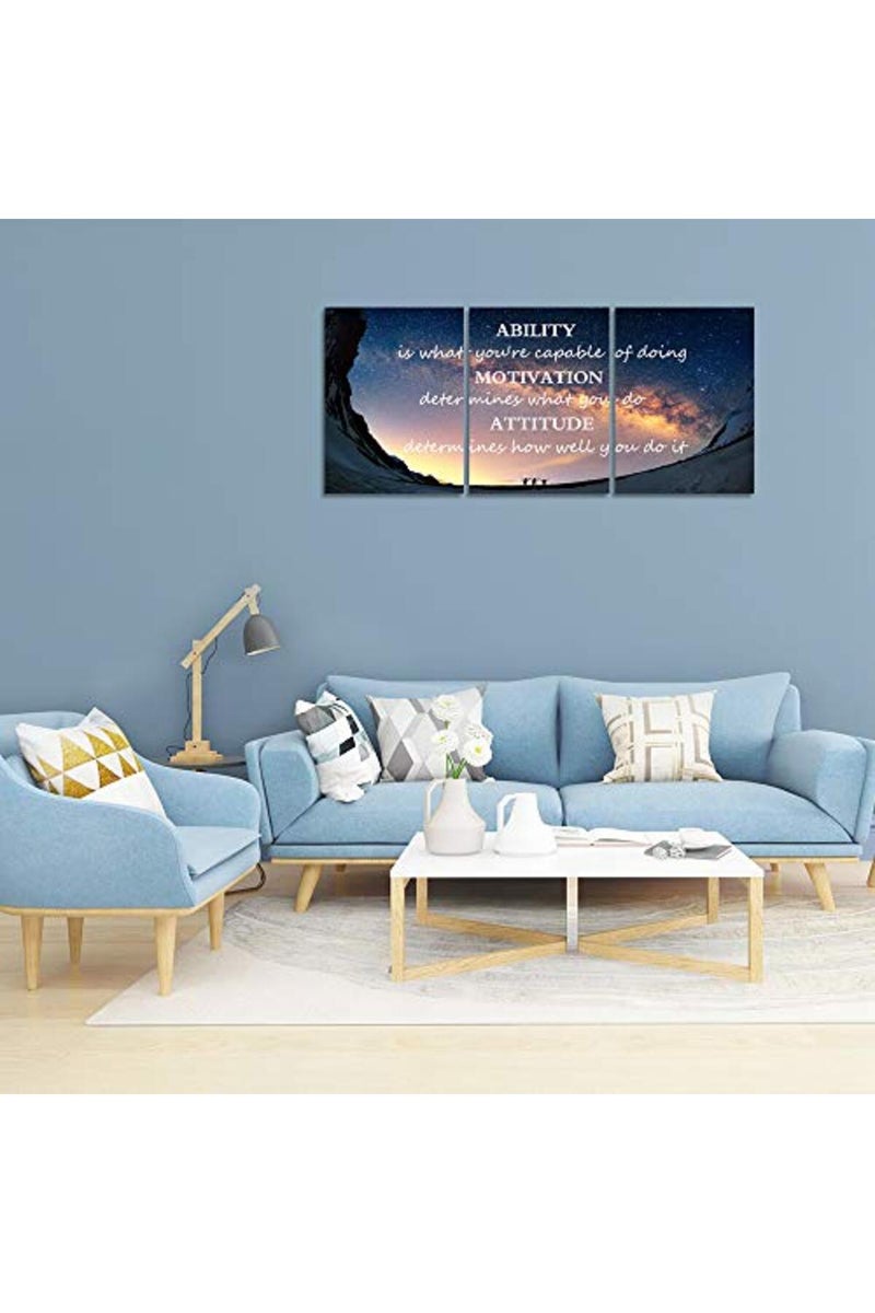 Yetaryy 3 Panels Successful Inspirational Posters Quotes Wall Art Ability Modern Motivational Painting Picture Prints on Canvas Artwork Motto for Office Bedroom Decor Living Room Home Decor (16”Hx36”W) - Image 2
