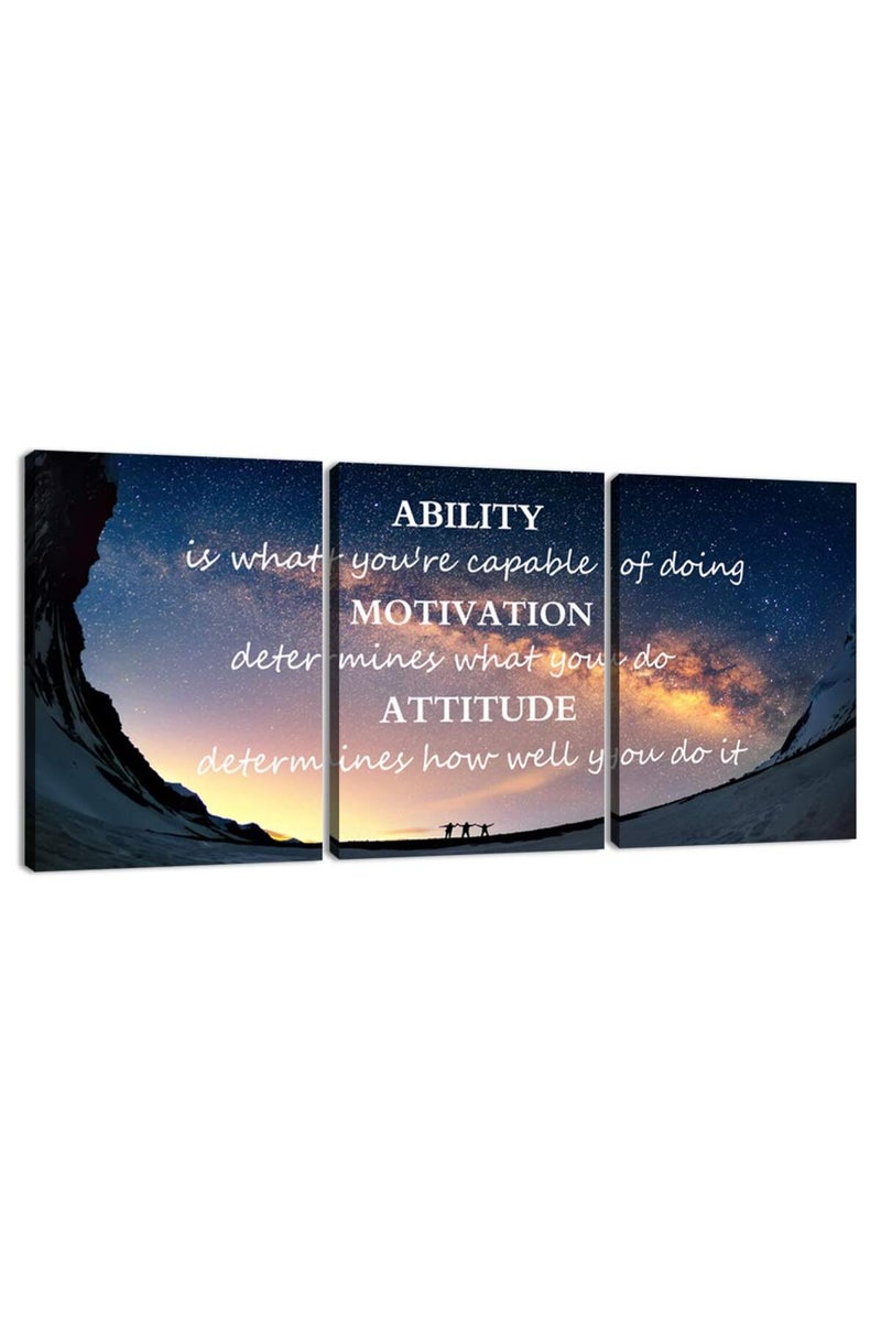 Yetaryy 3 Panels Successful Inspirational Posters Quotes Wall Art Ability Modern Motivational Painting Picture Prints on Canvas Artwork Motto for Office Bedroom Decor Living Room Home Decor (16”Hx36”W) - Image 1
