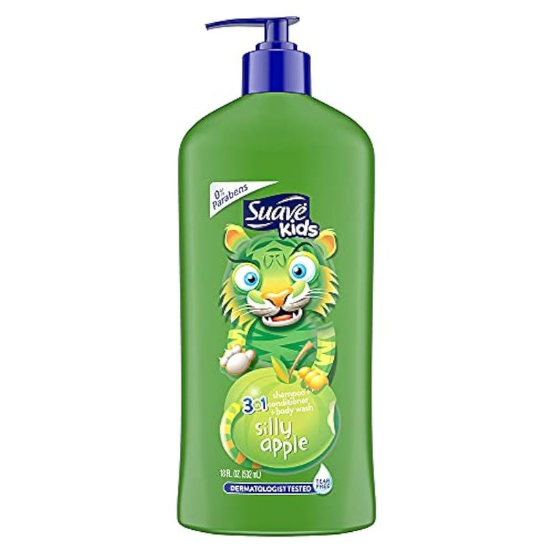 Suave kids 3 in 1 shampoo, conditioner and body wash with apple scent, 532 ml - Image 1