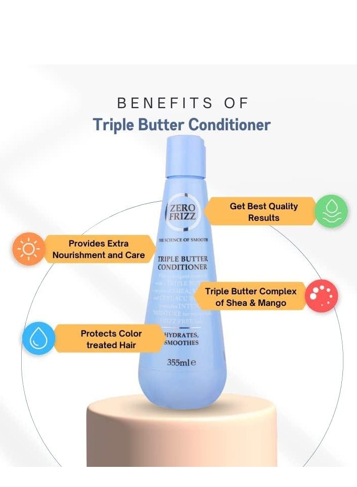 Zero Frizz Triple Butter Conditioner for Curly Hair - 355 ml - Image 4