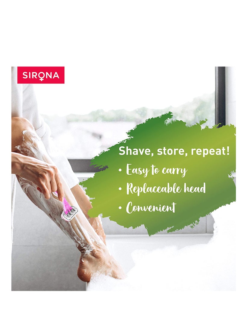 Sirona - Sirona 4 Blade Reusable Hair Removal Razor for Women - 1 Pcs | with Aloe Boost for Smooth Arms, Legs, Underarms & Bikini Line | Women Razor - Image 1