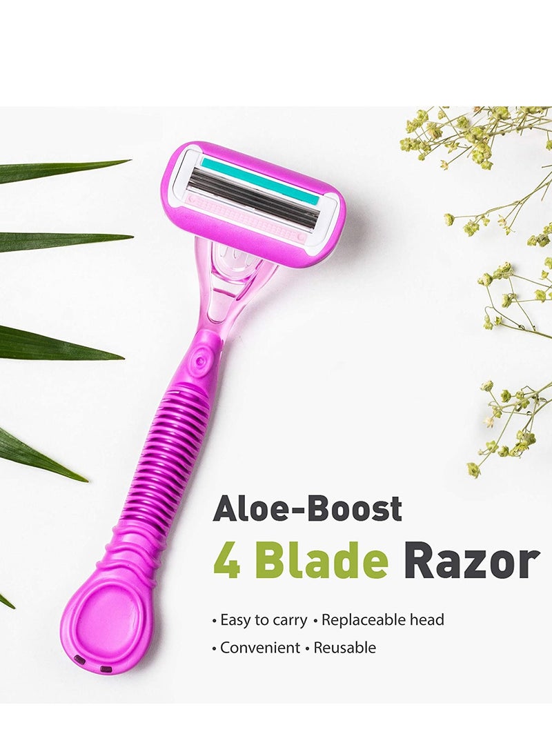 Sirona - Sirona 4 Blade Reusable Hair Removal Razor for Women - 1 Pcs | with Aloe Boost for Smooth Arms, Legs, Underarms & Bikini Line | Women Razor - Image 1