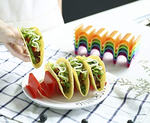 CUISENSE Taco Holder Stand Set of 6, Colorful Taco Holder Plate, Wave Shape Taco Tray, Taco Shell Holder Stand for Party, Hold 4 Tacos Each, Very Hard and Sturdy, Dishwasher Top Rack Safe - Image 5