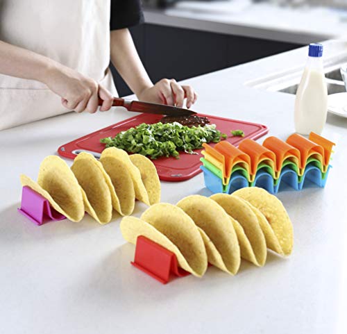 CUISENSE Taco Holder Stand Set of 6, Colorful Taco Holder Plate, Wave Shape Taco Tray, Taco Shell Holder Stand for Party, Hold 4 Tacos Each, Very Hard and Sturdy, Dishwasher Top Rack Safe - Image 4