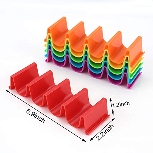 CUISENSE Taco Holder Stand Set of 6, Colorful Taco Holder Plate, Wave Shape Taco Tray, Taco Shell Holder Stand for Party, Hold 4 Tacos Each, Very Hard and Sturdy, Dishwasher Top Rack Safe - Image 2