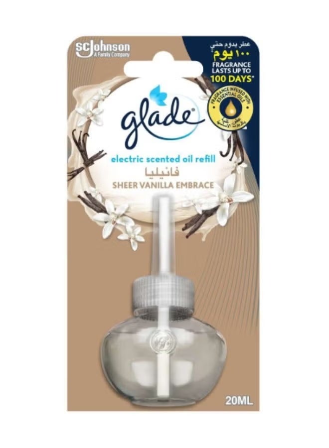 جليد عبوة إعادة تعبئة لمعطر الجو الكهربائي برائحة الفانيليا شفاف/ أبيض 20ملليلتر