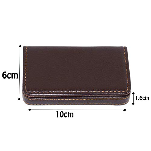 DAHSHA Pocket Sized Stitched PU Leather Credit Card Holder Visiting Business Card Case Wallet with Magnetic Shut for Men & Women (10 x 6 x 1.6 cm, Coffee Brown) - Image 2