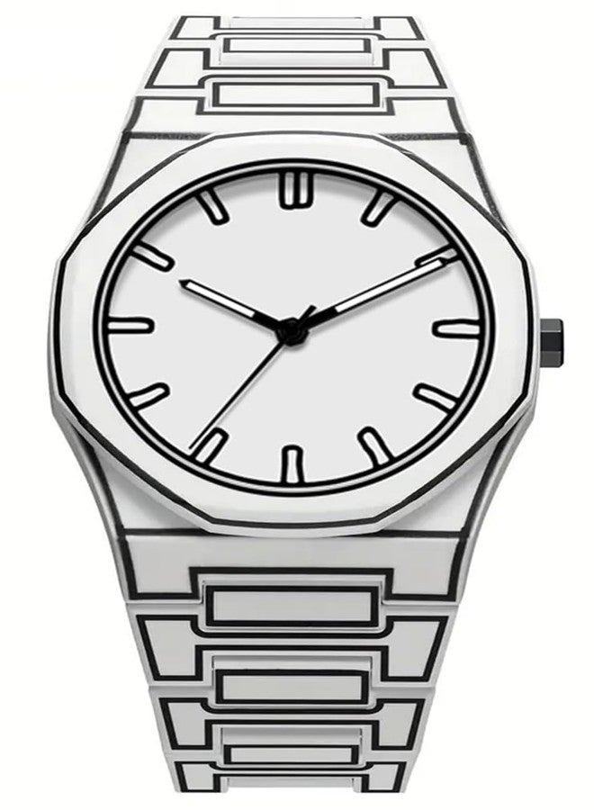 Gosasa Creative Unisex Sketch Anime Style Women's Men's Quartz Wristwatch Personality Waterproof Minimalist Black and White Analog Watch, A White, Fashion Anime Style - Image 1