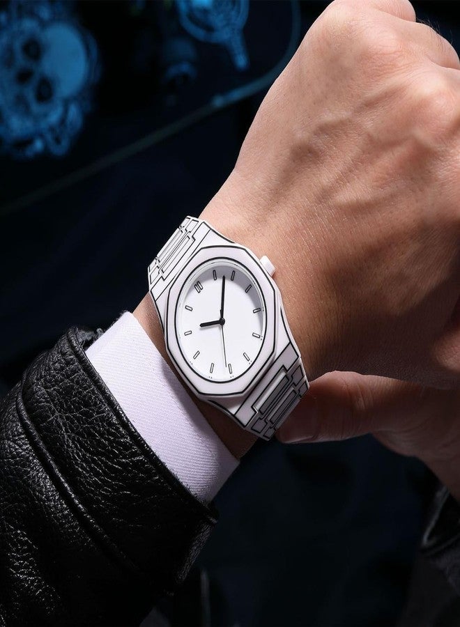 Gosasa Creative Unisex Sketch Anime Style Women's Men's Quartz Wristwatch Personality Waterproof Minimalist Black and White Analog Watch, A White, Fashion Anime Style - Image 3
