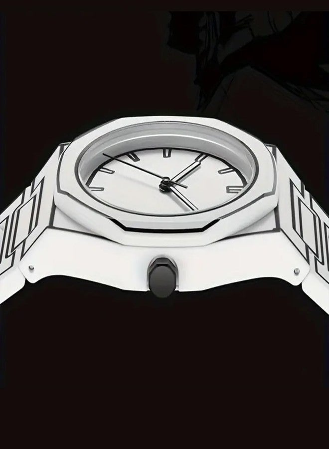 Gosasa Creative Unisex Sketch Anime Style Women's Men's Quartz Wristwatch Personality Waterproof Minimalist Black and White Analog Watch, A White, Fashion Anime Style - Image 2
