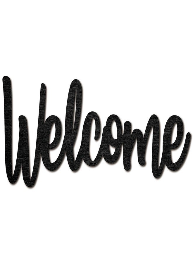 لوحة جدارية خشبية ترحيبية من CREATCABIN، حروف خشبية فنية، ديكور جداري، عرض، قطع ليزر، أعمال يدوية خشبية غير مكتملة، لتزيين باب المنزل، هدية، مناسبة لحفلات الانتقال إلى منزل جديد، أعياد الميلاد، عيد الشكر، أسود، 11.9 × 5.1 بوصة - Image 1