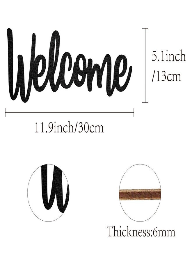 لوحة جدارية خشبية ترحيبية من CREATCABIN، حروف خشبية فنية، ديكور جداري، عرض، قطع ليزر، أعمال يدوية خشبية غير مكتملة، لتزيين باب المنزل، هدية، مناسبة لحفلات الانتقال إلى منزل جديد، أعياد الميلاد، عيد الشكر، أسود، 11.9 × 5.1 بوصة - Image 2