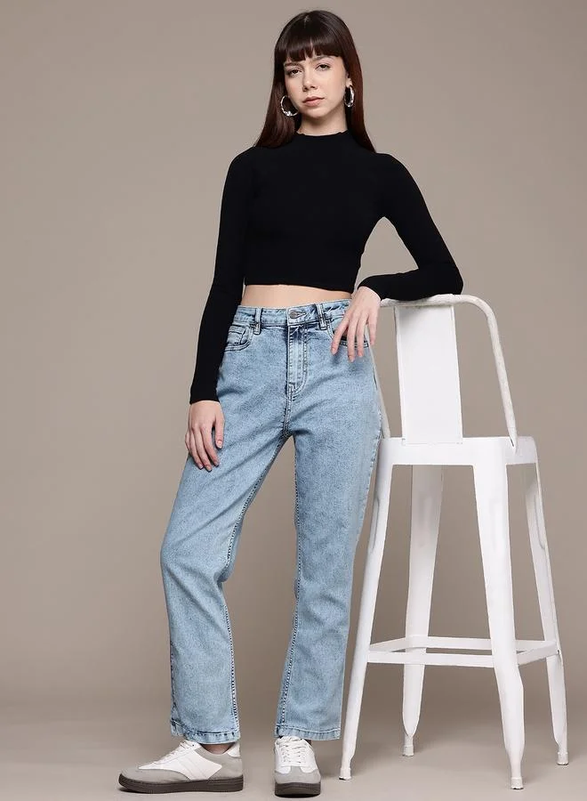 Freehand Blue Women Regular Fit Solid Blue Jeans for Women | Best Price UAE