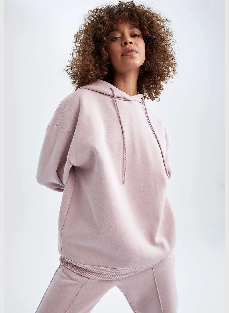 DeFacto Woman Oversize Fit Hooded Long Sleeve Knitted Sweatshirt