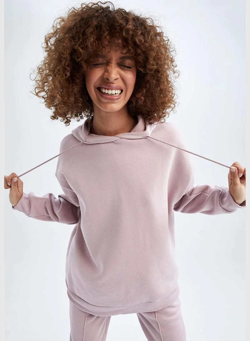 DeFacto Woman Oversize Fit Hooded Long Sleeve Knitted Sweatshirt