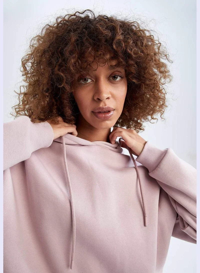 DeFacto Woman Oversize Fit Hooded Long Sleeve Knitted Sweatshirt